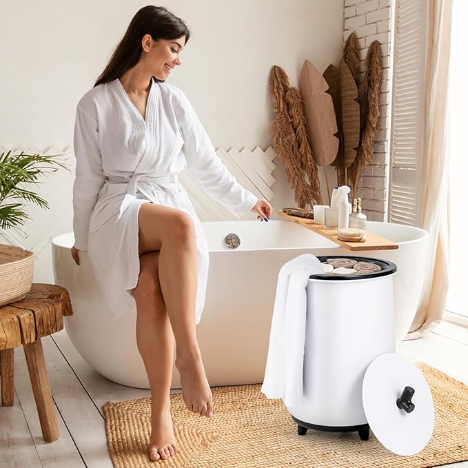 S AFSTAR 23L Towel Warmers for Bathroom - Large Luxury Towel Warmer Bucket with 3 Heat Modes, 4 Timer Settings, Fragrance Disc Holder, Auto Shut Off, Towel Heater for Blankets, Bathrobes (Black)