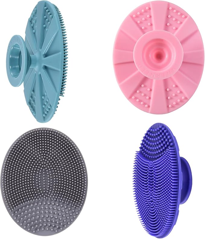 Soft Silicone Facial Cleansing Scrubber Hygienic Face Brush, Pack of 4 | INNERNEED Food-grade Soft Bristles Handheld Brush, Gentle Cleansing & Massaging for All Skin Types