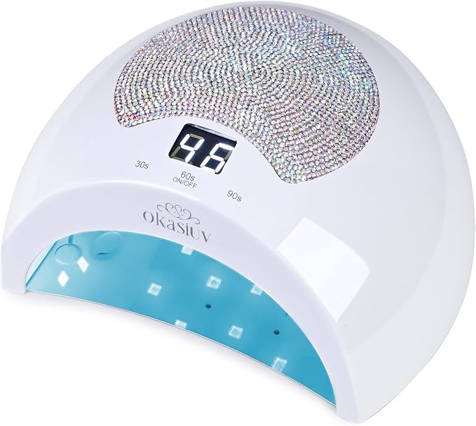 Rechargeable UV LED Nail Lamp with Diamond Design & Touch Control - 3 Timer Settings, Fast Curing for All Gel Polishes, Portable UV Nail Dryer for Professional Salon & Home