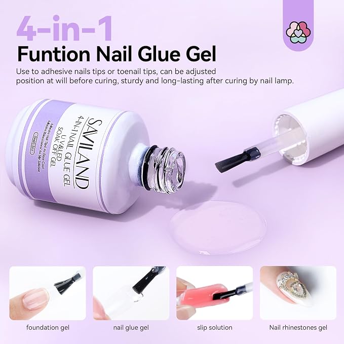 SAVILAND Gel Nail X Kit Short Square - Nail Drill Kit 500 PCS Natural False Nail Tips For Press On U V Nail Glue with Lamp Manicure Tools for Nail Extension Nail Art For Women At Home Nail Kit DIY | 500 extra short square soft gel tips, 4-in-1 glue gel...