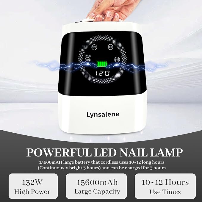 132W UV LED Nail Lamp,Rechargeable UV Light for Gel Nails with 4 Timers | Profsssional LED Nail Lamp Nail Dryer with LCD Screen,Fast Curing for Salon & Home Use