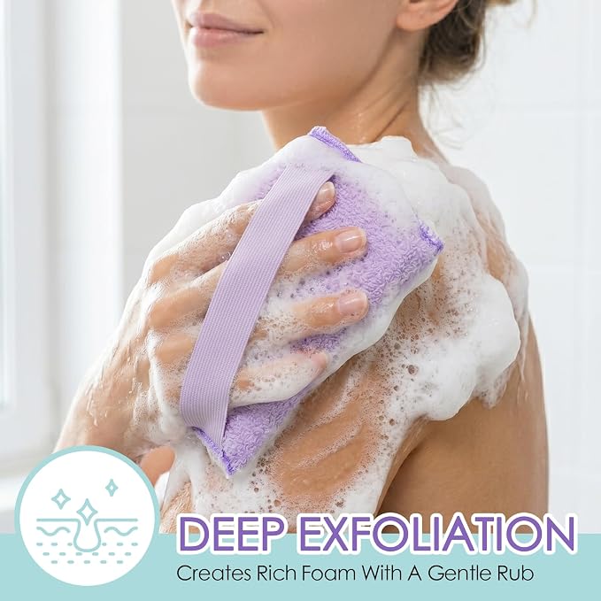 Evridwear Exfoliating Body Scrubber 3 Pack | Exfoliating Bath Sponges for Shower, Body Scrub Exfoliator, Rough Loofah Pads for Men Women, Dead Skin Remover(Macaroon)
