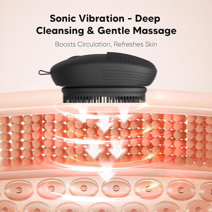 Electric Sonic Body Scrubber – Food-Grade Soft Silicone Shower Brush & Loofah Alternative, Gentle Exfoliating & Deep Cleaning, Removes Dry Skin, Boosts Circulation & Revives Skin Glow