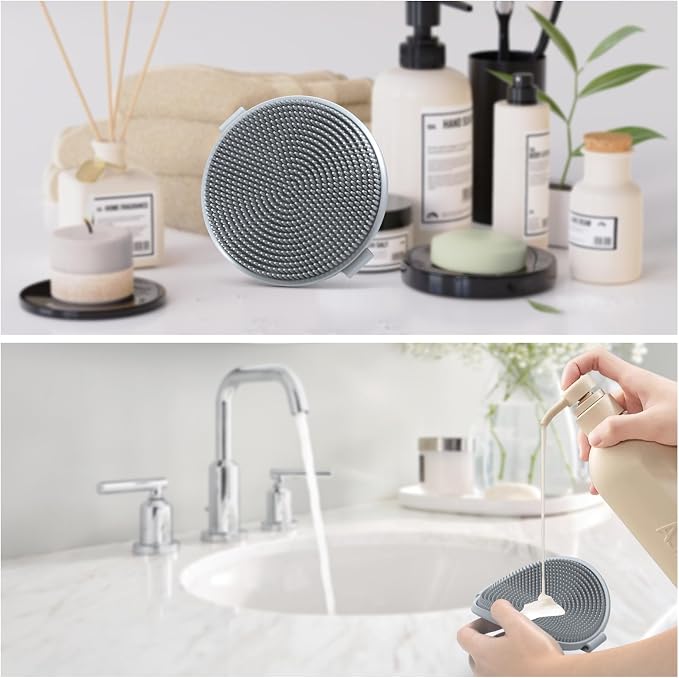 Jalopink Silicone Body Scrubber Brush - Gentle Exfoliating and Lather Well - Fast-Drying, Hygienic, BPA-Free Silicone Body Exfoliator for Sensitive Skin, Men & Women