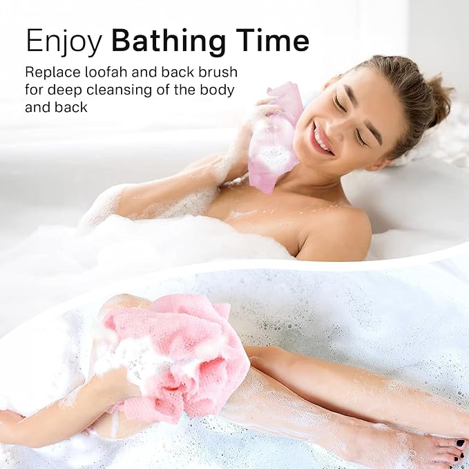 Yiclick Exfoliating Washcloth Towel, Exfoliating Body Scrubber, Back Scrubber for Shower Bath Washer, Japanese Exfoliating Wash Cloth, Korean Body Scrubber Exfoliator, Body Scrub Loofah Luffa Colors