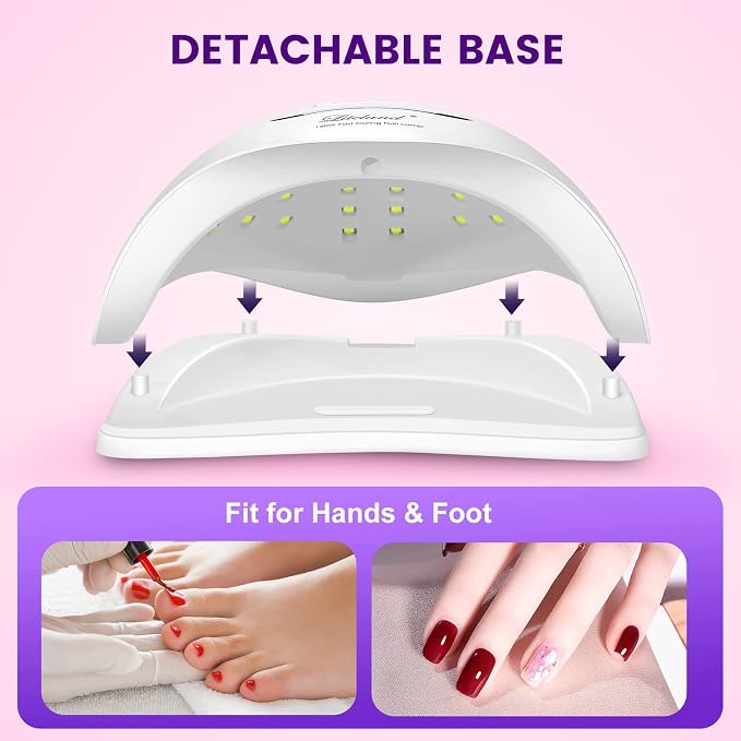 Liteland UV Gel Nail Lamp,150W UV Nail Dryer LED Light | for Gel Polish-4 Timers Professional Nail Art Accessories,Curing Toe Nails