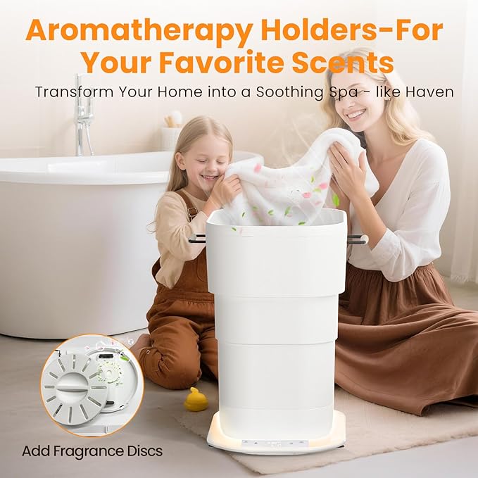 Foldable Towel Warmer 27L,Retractable Portable Towel Warmers Bucket, Time Setting & Auto Shut-Off, 3 Heat Levels with Lighting,Heats Towels/Robes/Blankets, Ideal for Bathroom (White)