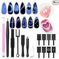 Modelones Cat Eye Magnet 15PCS Multi-shape Cateye Gel Polish Nail Art | Heart Moon Flower Square Effects with Bead-Attracting Nail Art Tool, UV/LED Lamp Required, DIY Nail Art