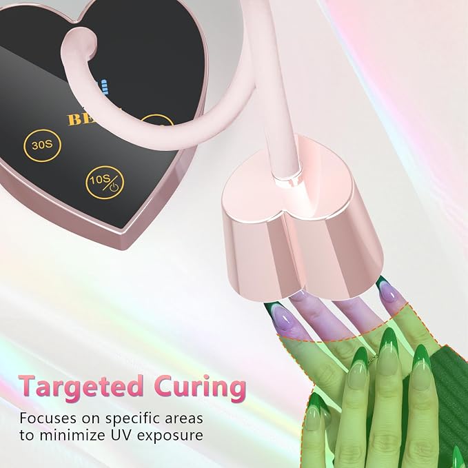 BETE Mini UV Nail Lamp Flash Cure Gel Nail Polish, 360° Foldable Gooseneck UV LED Nail Lamp with Smart Sensor, USB Portable Cordless 30W Rechargeable Nail Dryer with 3 Timers for Salon Home DIY