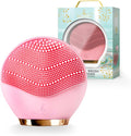 Bella Ciao Travel Silicone Facial Cleansing Brush, Face Exfoliator and Massager, Cordless Pore Scrubber with Soft Bristles, Double-Sided Design, IPX5 Water Resistance, Battery Not Included, Pink