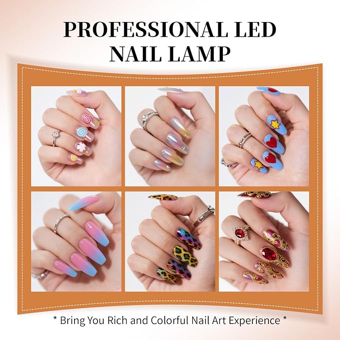 JEWHITENY Golden U V LED Light for Gel Nails:Nail Lamp with 4 Timers & Automatic Sensor Fast Curing Light for Gel Nail Polish Professional Manicure Tool