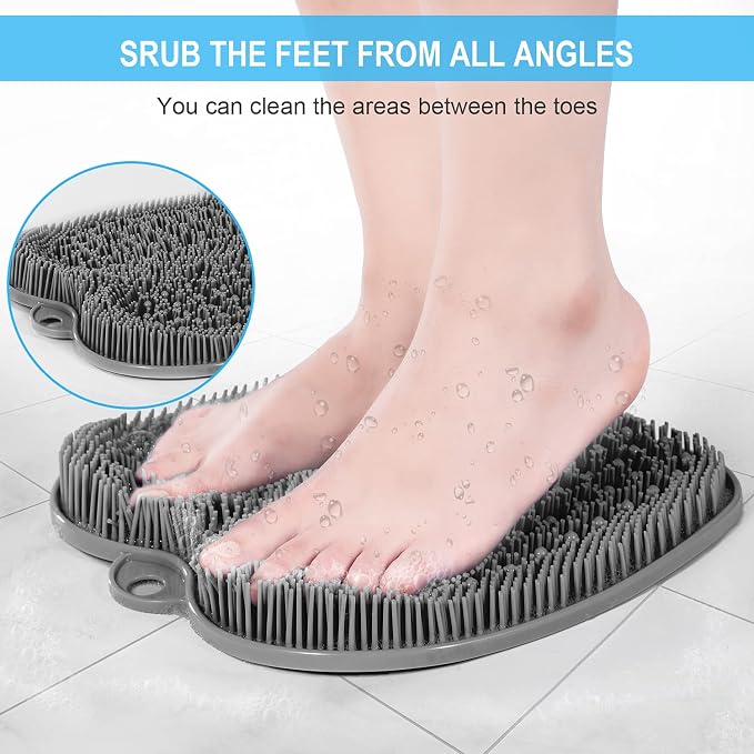 BESKAR XL Larger Shower Foot Scrubber Mat with Non-Slip Suction Cups | Cleans, Smooths, Exfoliates, Massages Your Feet Without Bending, Improve Foot Circulation, Soothes Tired Feet