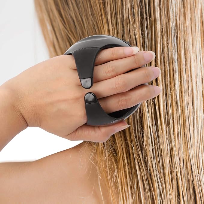 BTYMS Silicone Scalp Scrubber Shampoo Brush with Extra Long Bristles, Hair Scalp Massager Scalp Brush for Hair Growth & Dandruff Removal - Black