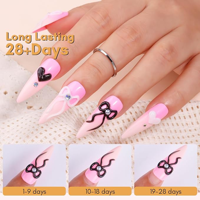 Makartt 3D Nail Gel, 2 Pcs 15g Nail Sculpting Gel for Molding and Drawing | Clear and Black Rhinestone Glue, Gems Decoration, Carving and Painting Nail Art, No Wipe