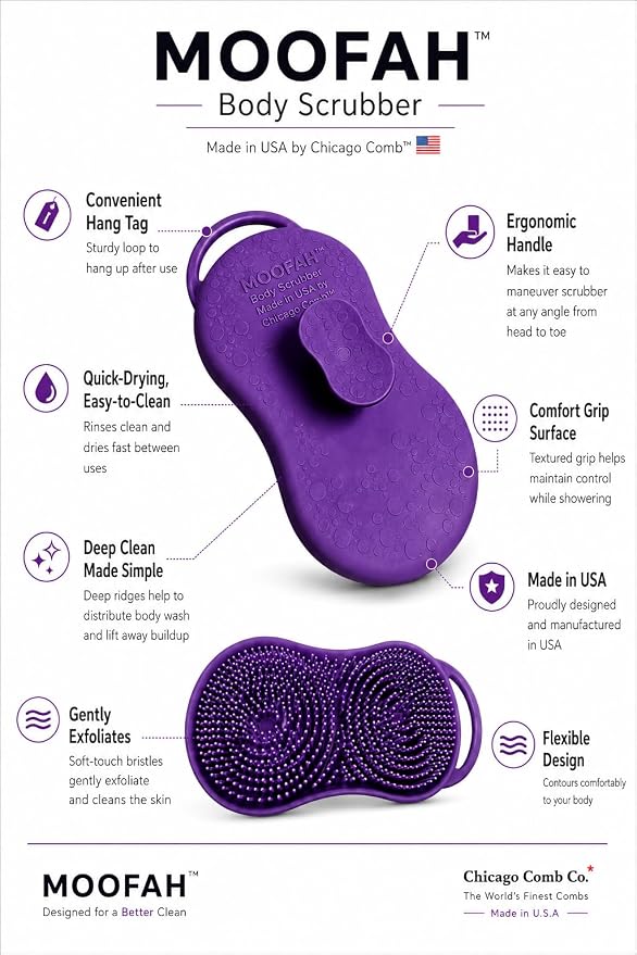 MOOFAH™ Body Scrubber- Deep Cleansing, Gentle Exfoliation for Smoother Skin-Quick-Dry, Durable Design for Everyday Use-Made in USA