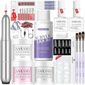 SAVILAND Acrylic Nail Kit with Drill: 15g White Pink Clear Acrylic Powder and Liquid Set with False Tips Nail Forms Brushes Primer Top Gel Manicure Tools Kit with Everything for Beginners Home DIY | Acrylic Nail Powder and Liquid, False Tips Forms Brus...