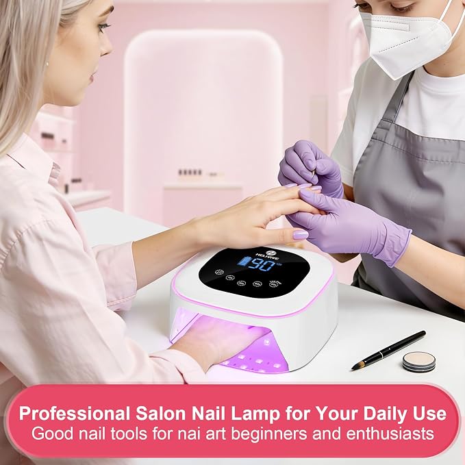 Cordless UV LED Nail Lamp, 80W Rechargeable Nail Dryer Light | 4 Timers, Atmosphere Light & Mirror Base, UV Light for All Gel Nails, Ideal for Training,Nail Art Practice,Home & Salon Use