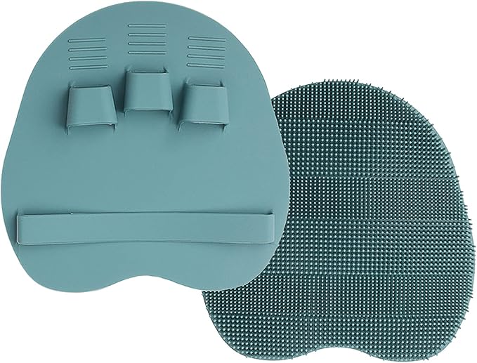 1 Pack Soft Silicone Shower Brush, Body Scrubber Exfoliating Skin Massage | Body Wash Bath Dry Skin Brushing Glove Loofah, Fit for Sensitive and All Kinds of Skin(Eucalyptus Green)