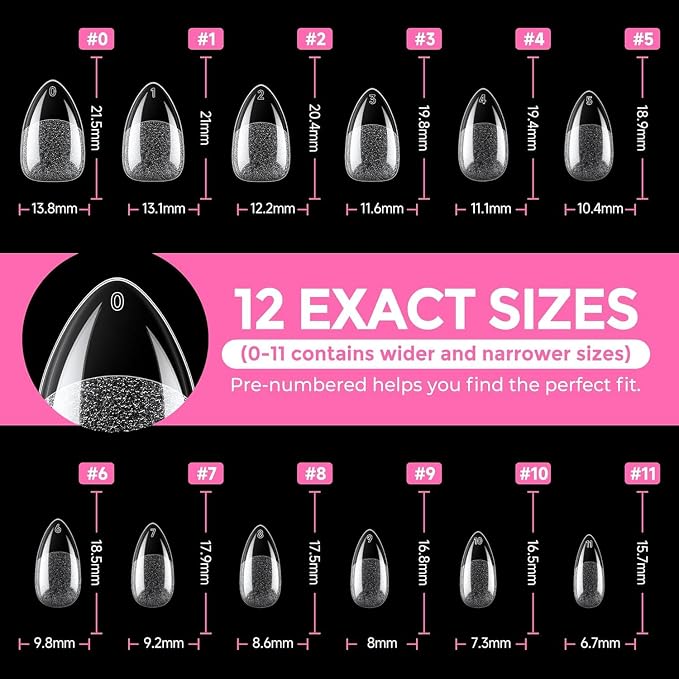 UNA GELLA Short Almond Gel Nail Tips Kit Strong, No U V Lamp Needed Nail Tips and Glue Kit, 216Pcs Pre-etched Soft Gel Fake Nails with Air Dry Nail Glue for Press On Nails & Beginners DIY Gift