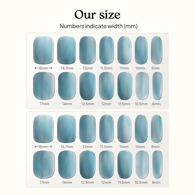 Heyhae Semi Cured Gel Nail Strips Salon Quality - Hey, Slay Bestie | No UV Light Needed | Salon Quality, Easy Apply & Remove | 28 Strips, 1 Prep Pad, Nail File, Wooden Stick | Blue Jelly