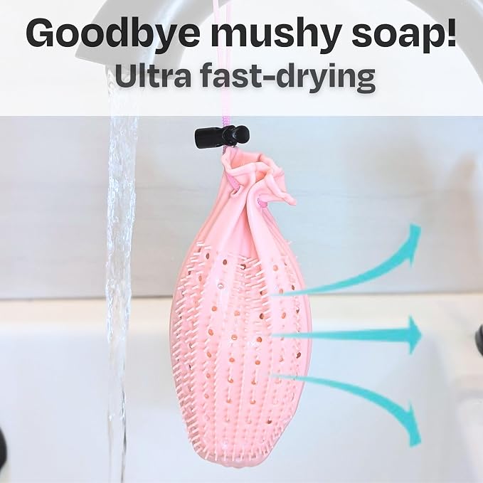Soap Saver Bag, Gentle Exfoliating Loofah Pouch, Soap Sleeves for Bars, Exfoliating Bag, Bar Soap Pouch, Mesh Soap Bags for Soap Bars, Soap Bar Bag, Silicone Body Scrubber, 2-Pack Loofah