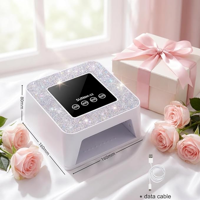 UV LED Nail Lamp, UV Dryer for Gel Nail Polish, Plug-in Diamond Nail Dryer with Touch Control, Auto Sensor and 4 Timer Settings
