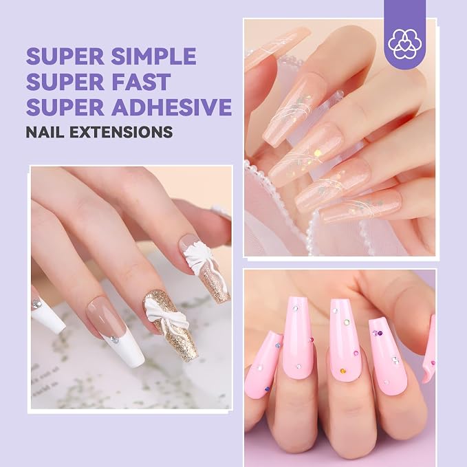 SAVILAND Short Coffin Gel Nail Extension Kit, 500 Tips, Drill and U V Lamp | 500 short coffin soft gel tips, 4-in-1 glue gel, nail drill with bits, lamp and prep tools for home extension