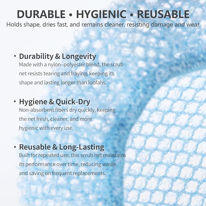 Silicone Body Scrubber and Scrub Net Set, BEAUTAIL 4 Pack for Rich Lather | Gentle Silicone Shower Brush or Firmer Exfoliating Bath Net, Deep Cleansing & Exfoliation, 2 Brushes + 2 Nets for Men & Women
