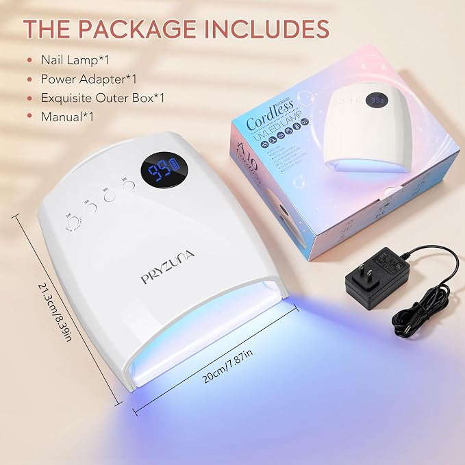 UV LED Nail Lamp, 72W Cordless Nail Dryer with 45 Beads and 4 Timers | Professional Fast Curing UV Light for Gel Nails with Smart Sensor, Retractable Foot Stand, Portable Handle for Salon & Home