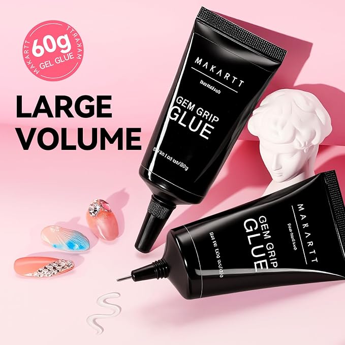 Makartt Nail Gem Glue: Precision Gel for Tiny Gems and Gap Filling 2 x 30ml | 30-Day Hold, Low Viscosity, UV/LED Cured, Gap Filling, Tiny Crystal, Caviar Beads, Nail Pearls, Small Charms, DIY Salon Use