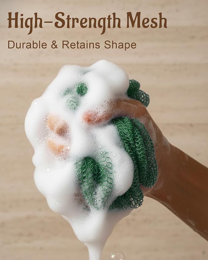 Yiclick African Net Sponge Authentic with Knots 2 Pack - Exfoliating Washcloth Towel, Back Scrubber for Shower Bath, Exfoliating Body Scrubber Exfoliator, African Rags Wash Cloth Loofah Lufa Sponge