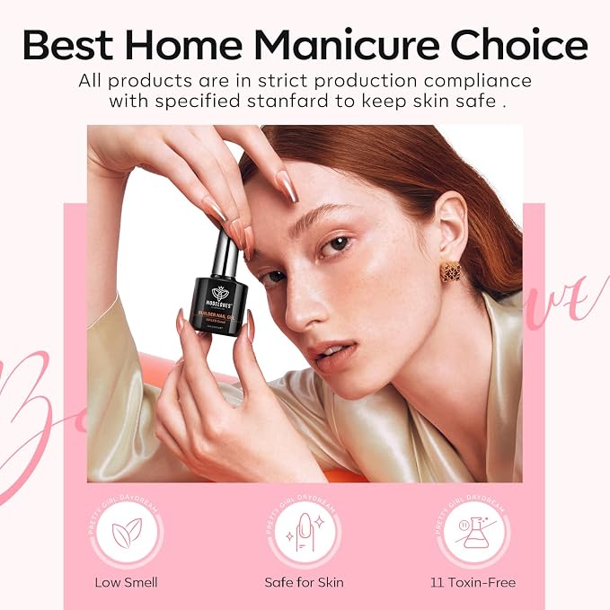 modelones Base Coat Builder Nail Gel, 2 Pcs Cover Nude and Rose Pink Gel | Builder for Thickening Apex Building 8-in-One Rubber Color Base Polish Extension LED Lamp Cured 10 ml DIY Home Salon