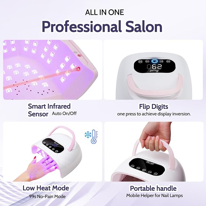 UV LED Gel Nail Lamp, Fast Curing Large Gel Dryer with 57 Beads for Salon | SHEXNAIL High Power, Professional, Fast Curing, Large Gel Dryer, 150cm Extra-Long Power Cord, For Salon
