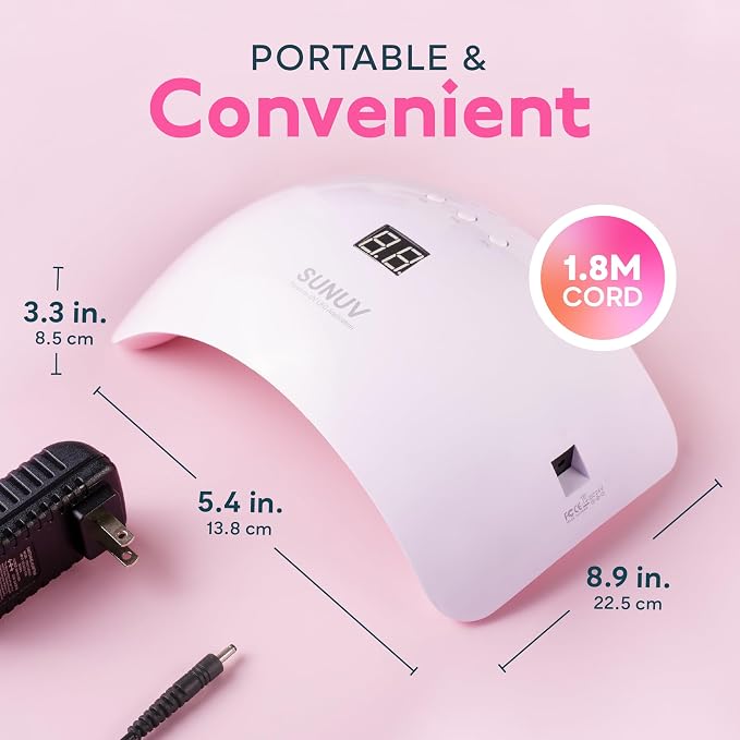 SUNUV UV Light for Gel Nail Polish, UV LED Nail Lamp, Auto Sensor SUN8 Pink | 3 Timer Settings, 21 LEDs, Fast Curing, LCD Display, Fits All Gel Polish, Home & Salon Use