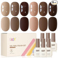 GAOY Dark Brown Gel Nail Polish Set, 6 Fall Colors Nude Chocolate UV Gel | UV Lamp Required, Pigmented, Long Lasting, Easy to Apply, Salon Manicure at Home, Gift for Women