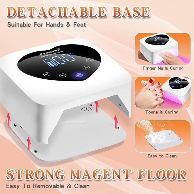 Rechargeable UV LED Nail Lamp,72W Cordless UV Light for Nails with Removable Bottom,Professional Curing Lamp for Gel Nails with 30 Beads,5 Timer Setting Nail Light and LED Touch Screen Gel Nail Dryer