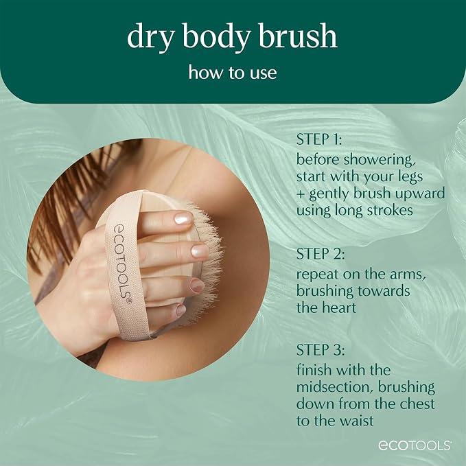 EcoTools Dry Body Brush 4-Pack – Exfoliating Body Scrubber for Dead Skin Removal, Cellulite Massage, Circulation