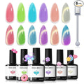 modelones Cat Eye Gel Nail Polish Set Jelly 6Colors Neon Sparkle