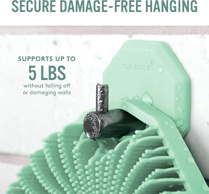 Sud Scrub® Body Scrubber + Extender Handle + Shower Hook Set (Mint)