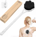 Manmihealth 15.7" Cute Silicone Back Scrubber with Long-Handle Black | Dual Use Back Brush for Shower with Super-Soft Silicone Bristles, Paw-Shaped Shower Body Scrubber for Sensitive Skin