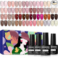 JODSONE Jelly Gel Nail Polish Set, 32 Colors Sheer Pink Gel Polish Set with Base & Top Matte Glitter Coat for Nail Art DIY Salon at Home