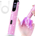 Handheld UV Light for Gel Nails, Pink Diamond Gel Light for Nails Cordless Nail Lamp with LCD Display Fast & Even Curing for All Gel Types Rhinestone Glue Decoration DIY at Home Salon, Travel
