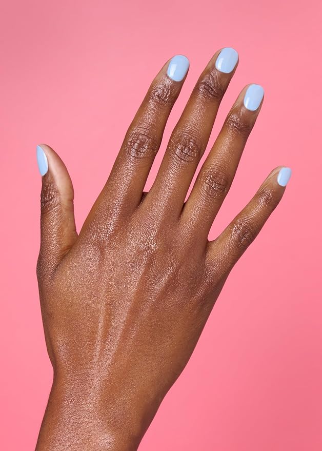 ohora Semi Cured Gel Nail Strips (N Cream Sky) - Blue, Solid, Works with Any UV/LED Lamps, Salon-Quality, Long Lasting, Easy to Apply & Remove - Includes 2 Prep Pads, Nail File & Wooden Stick