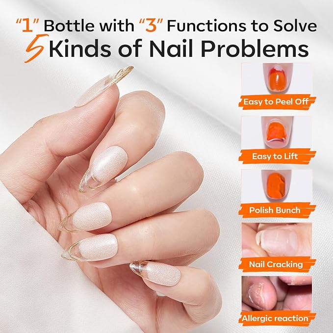 modelones Nail Dehydrator and Primer, 3-in-One HEMA-Free Nourishing Prep | for Base Coat Acrylic & Gel Nails, Supports Growth