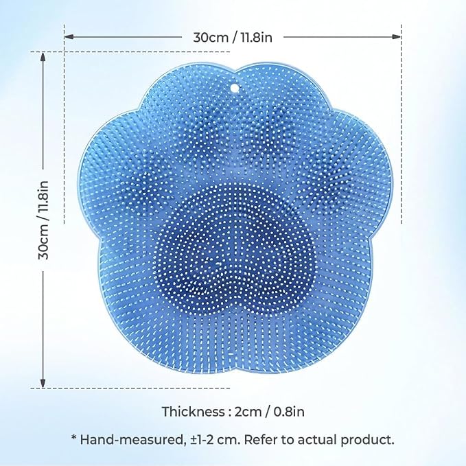 2 PC Silicone Body Scrubber Set,Foot Scrubber in Shower and Hand Held Silicone Face/Body Scrubber,Soft Wash Mitt,Shower Foot Scrubber Mat,Deep Cleaning Foot Brush Exfoliating Massage Cleaner (Blue)