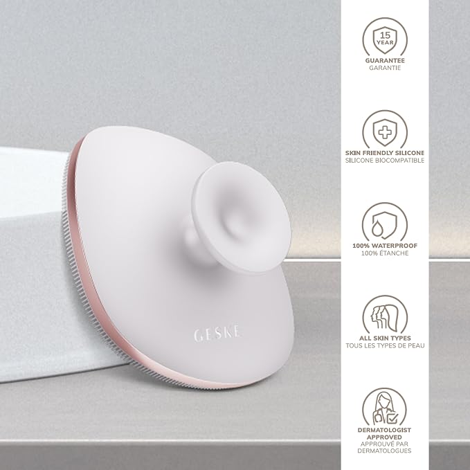 GESKE Body Brush | 4 in 1 | Design with Metal Ring | Cleansing Brush for the Entire Body | Professional Deep Cleaning | Soft Silicone Bristles | Ergonomic Two-Finger Design
