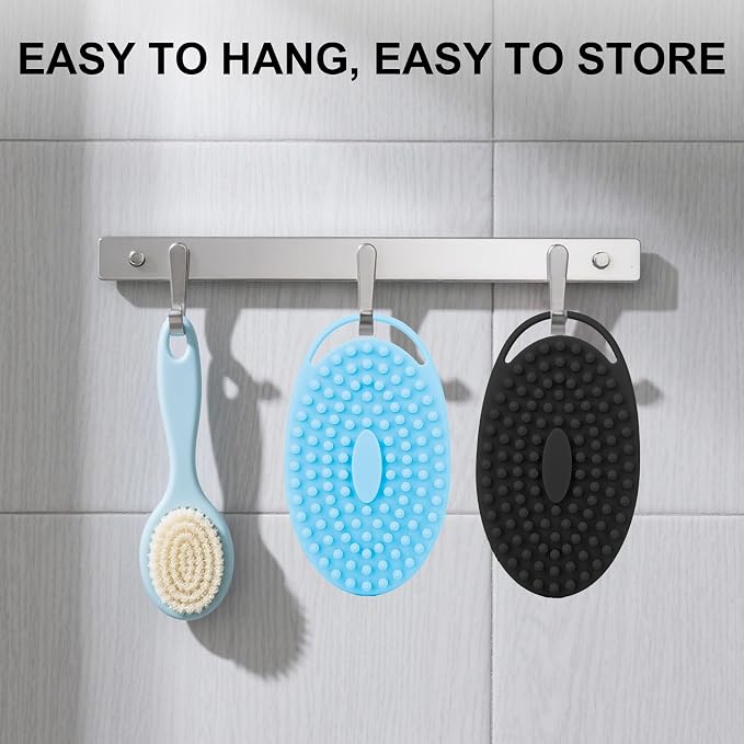 Soft Silicone Body Scrubber, 2 PCS Exfoliating Silicone Loofah, Body Scrubber Shower Brush Exfoliating and Massage 2 in 1, Bath Shower Brush for Cleaning Sensitive Skin Kids Women Men, Lather Well