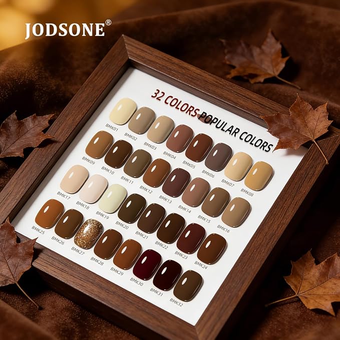 JODSONE Gel Nail Polish Set 32 Colors Nude Brown Gel Polish Set for Salon at Home DIY Nail Art