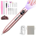 Cordless Electric Nail Drill with UV Light Lamp,Portable Nail File for Acrylic Gel Nails,LCD Display,12 Bits Rechargeable Nail Drill Kit 35000 RPM,Professional Manicure Pedicure Tools for Home