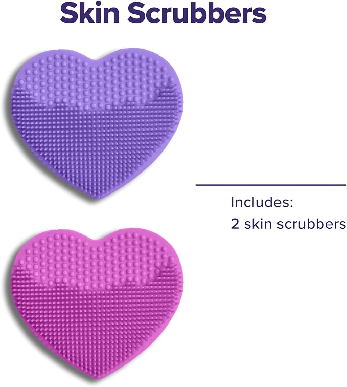Plum Beauty Heart-Shaped Silicone Skin Scrubber with Suction Cup Mount | Manual Facial Cleansing Brush for Exfoliating & Massaging, Soft, Skin-Safe Bristles for All Skin Types